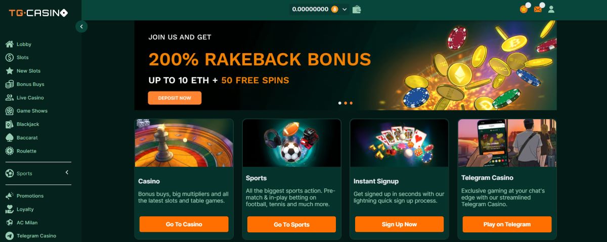 TG.Casino Онлайн казино для поклонников криптовалют